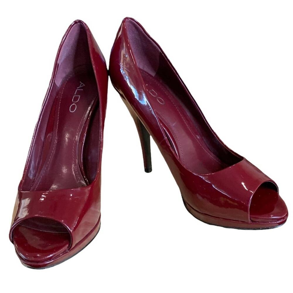Aldo‎ shoes stiletto 4.5" heels 1/2" platform peep almond toe US size 7.5 EU 38.